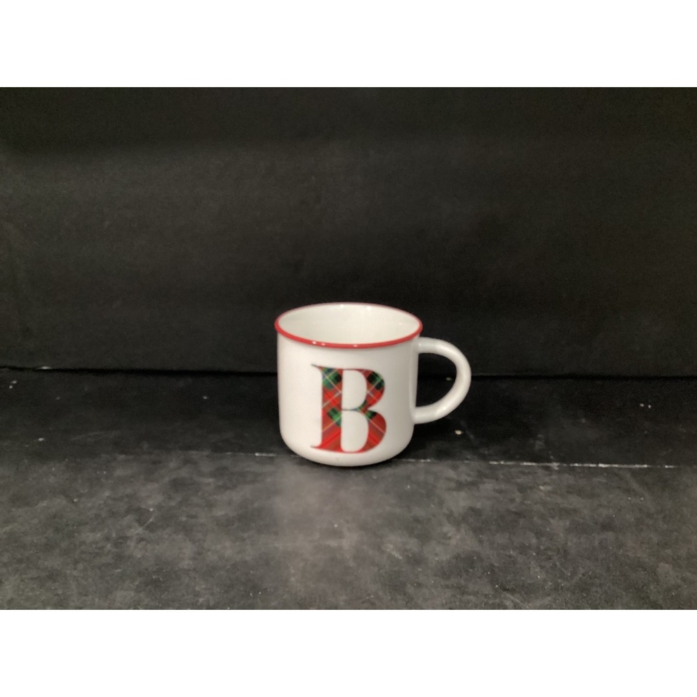 Bee & Willow Home Plaid Monogram Mug Personalized Letter B 16‎ oz Large Cup